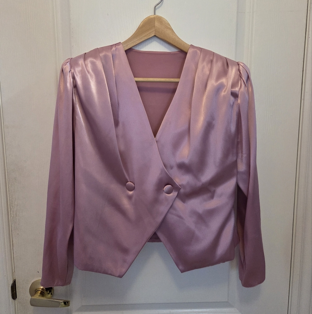 Elegant Silky Pink Women's Blazer Jacket